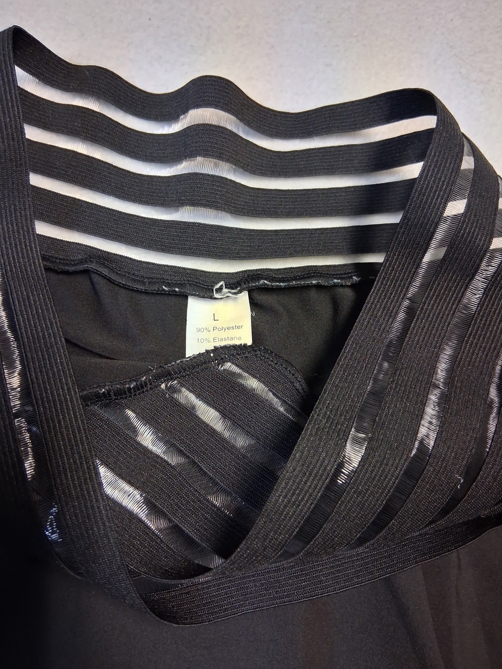 Black Flared Skirt (Skort) with Striped Waistband - Picture 6 of 7